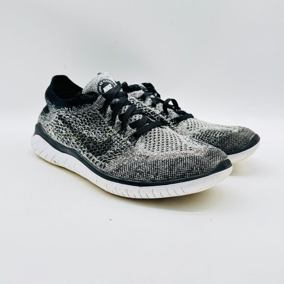 Nike Free RN Flyknit Womens 8 Gray Black White Oreo Running Shoes Sneakers - Picture 2 of 11